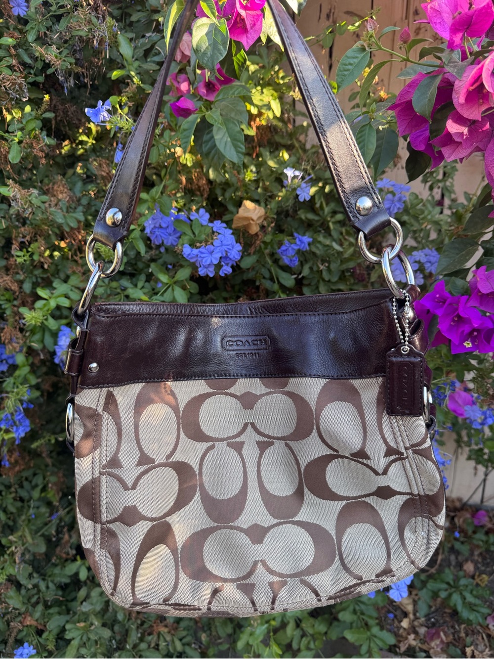 Coach Zoe Signature Hobo Shoulder Bag (Large Size)